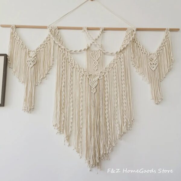 Large Macrame Wall Hangding Tapestry Bohemian Style Geometric Art Decor Chic Handicrafts Woven For Home House Bedroom Background - Image 3