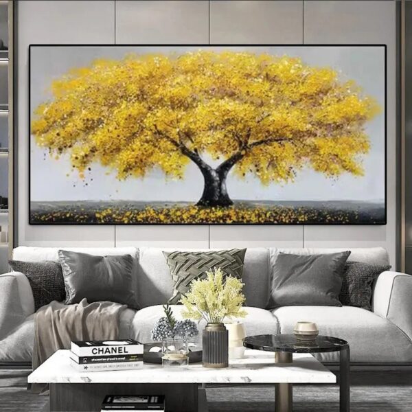 Large Size Gold Money Flower Tree Canvas Posters and Prints Nordic Art Plants Trees Wall Painting Decorations For Home Pictures - Image 2
