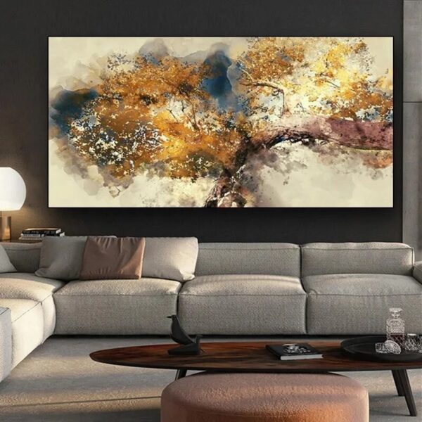 Large Size Gold Money Flower Tree Canvas Posters and Prints Nordic Art Plants Trees Wall Painting Decorations For Home Pictures - Image 6