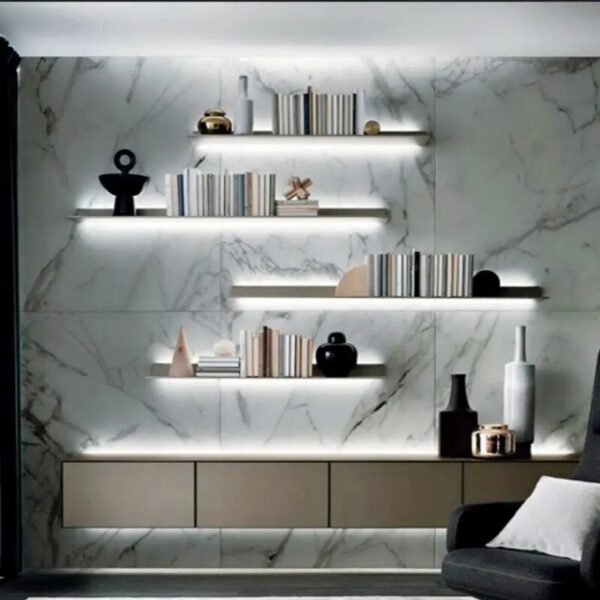 Luminous Wall Shelf Built-in Luminum Led Light Aluminum Alloy Wall Hanging Wall Creative Bookshelf Wall-mounted Storage Board - Image 2