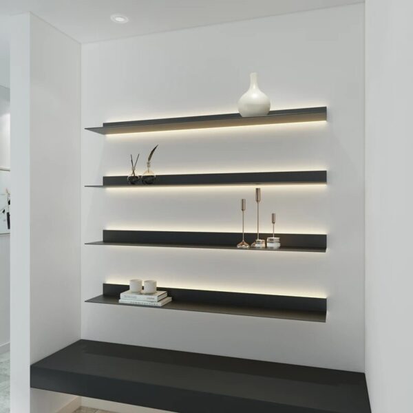 Luminous Wall Shelf Built-in Luminum Led Light Aluminum Alloy Wall Hanging Wall Creative Bookshelf Wall-mounted Storage Board - Image 3