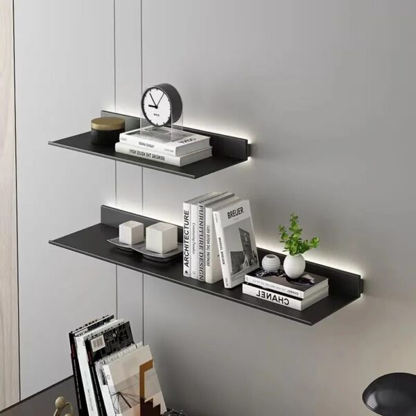 Luminous Wall Shelf Built-in Luminum Led Light Aluminum Alloy Wall Hanging Wall Creative Bookshelf Wall-mounted Storage Board - Image 4
