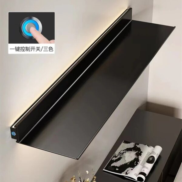 Luminous Wall Shelf Built-in Luminum Led Light Aluminum Alloy Wall Hanging Wall Creative Bookshelf Wall-mounted Storage Board - Image 5