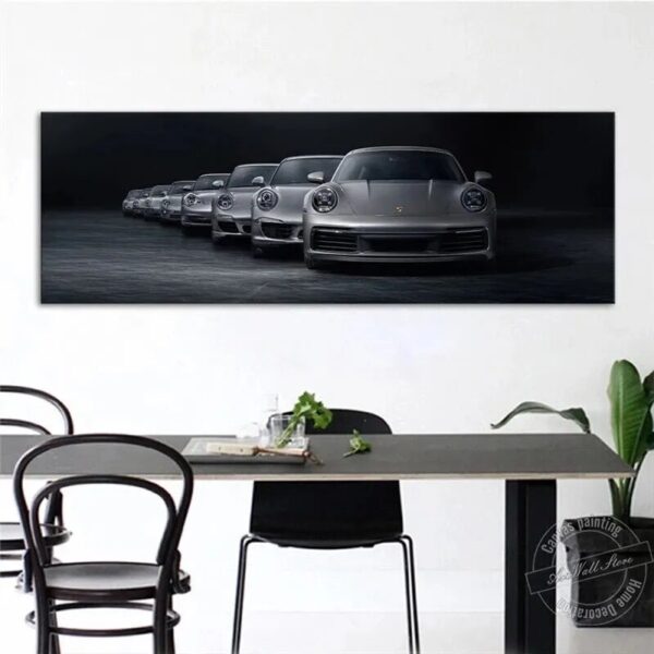 Luxury Industrial Style Porsche 911 Sport Car Retro Poster Canvas Painting Wall Art Print Picture Living Room Home Decor Cuadros - Image 4