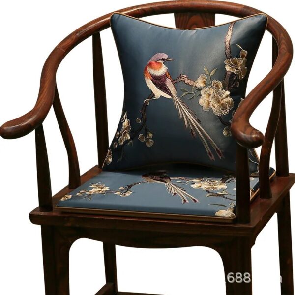 Magpie Embroidered New Chinese Style Seat Cushion High-grade Non-slip Chair Cushion Yellow Blue Birds Tatami Home Decoration - Image 5