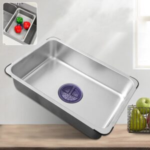 Metal Multi-purpose Dish Tub for Sink Stainless Steel basin within Washing-up Bowl Wash Bucket Basket Kitchen