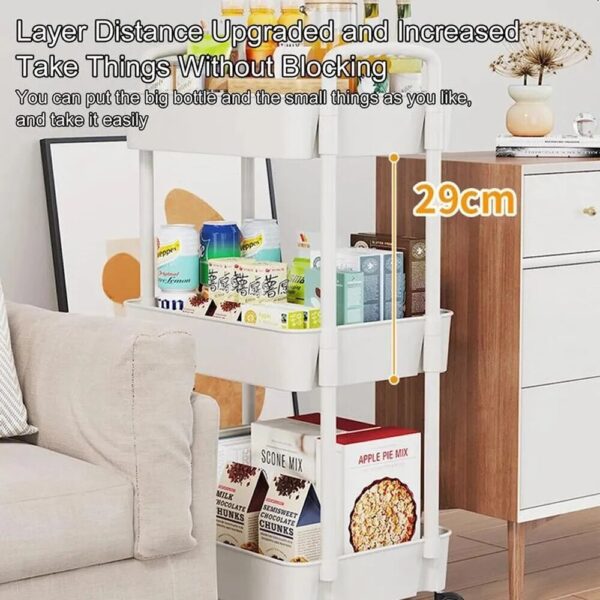Mobile Storage Rack Trolley Kitchen Bathroom Bedroom Multi Storey Snacks Storage Rack with Wheels Organizer Home Accessories - Image 3