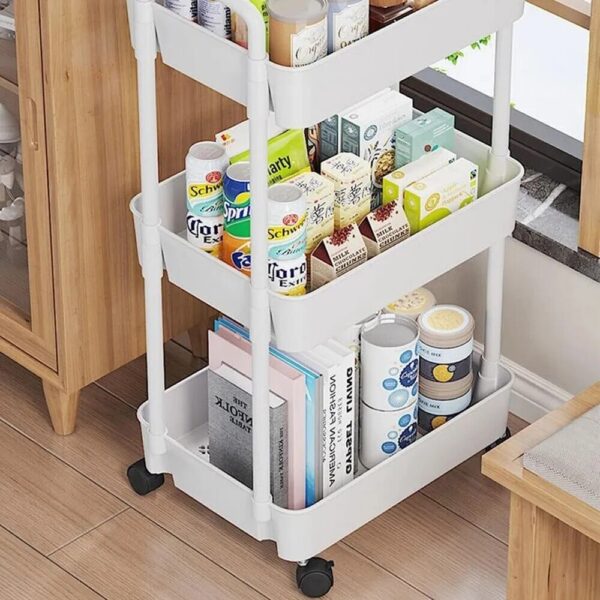 Mobile Storage Rack Trolley Kitchen Bathroom Bedroom Multi Storey Snacks Storage Rack with Wheels Organizer Home Accessories - Image 4