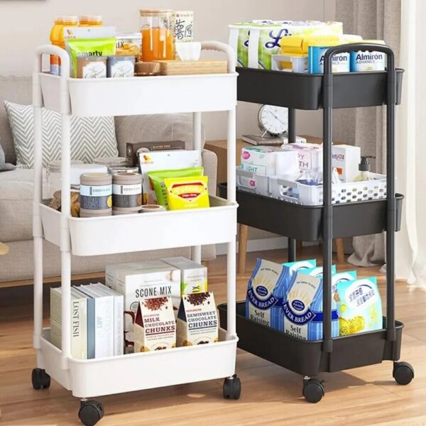 Mobile Storage Rack Trolley Kitchen Bathroom Bedroom Multi Storey Snacks Storage Rack with Wheels Organizer Home Accessories - Image 2