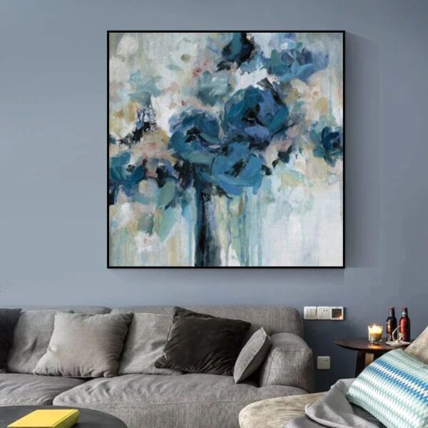 Modern Abstract Blue Flowers Watercolor Canvas Painting Posters and Wall Art Prints Pictures for Living Room Home Decoration - Image 4