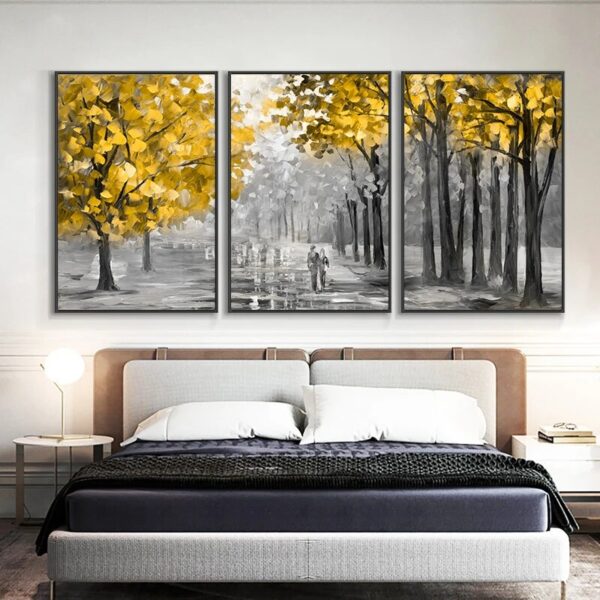 Modern Abstract Yellow Tree Landscape Picture Knife Paintings Canvas Wall Art Posters for Home Living Room Bedroom Decoration - Image 2