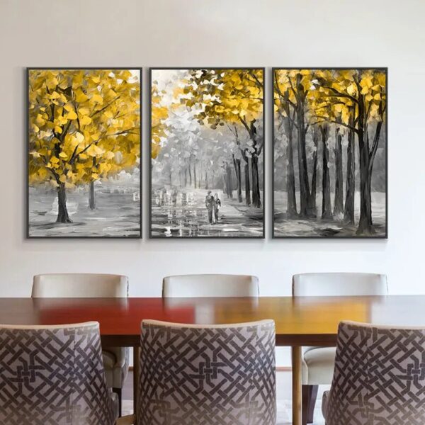 Modern Abstract Yellow Tree Landscape Picture Knife Paintings Canvas Wall Art Posters for Home Living Room Bedroom Decoration - Image 3