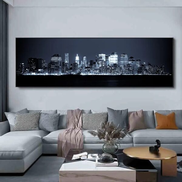 Modern Beautiful City Night Landscape Luxury Art Canvas Painting Wall Art Poster for Living Room Bedside Decoration Paintings - Image 4