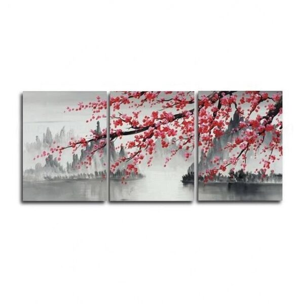 Modern Big Size Flowers Canvas Painting Abstract Dropshipping Plants Plum Blossom Wall Art Grey red Prints Home Decor Posters - Image 4