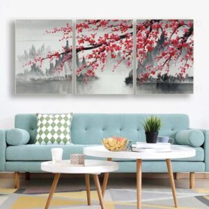 Modern Big Size Flowers Canvas Painting Abstract Dropshipping Plants Plum Blossom Wall Art Grey red Prints Home Decor Posters