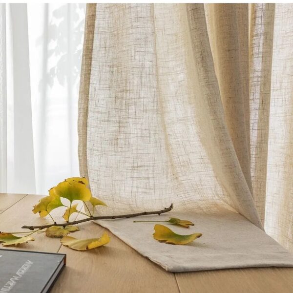 Modern Linen sheer Curtains for Living Room Bedroom pure color cotton linen curtains fabric custom size semi-shading ramie tulle - Image 2