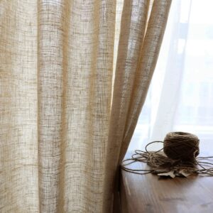 Modern Linen sheer Curtains for Living Room Bedroom pure color cotton linen curtains fabric custom size semi-shading ramie tulle