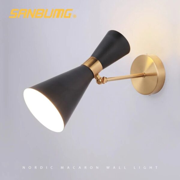 Modern Nordic Wall Light Lamp for Corridor Bedside Living Room Bedroom Iron Art Adjustable Plating E27 Base Head Sconce Fixture - Image 2