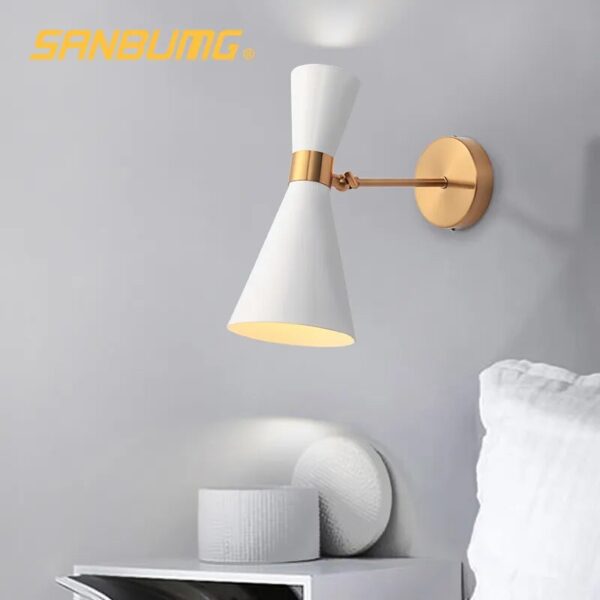 Modern Nordic Wall Light Lamp for Corridor Bedside Living Room Bedroom Iron Art Adjustable Plating E27 Base Head Sconce Fixture - Image 3