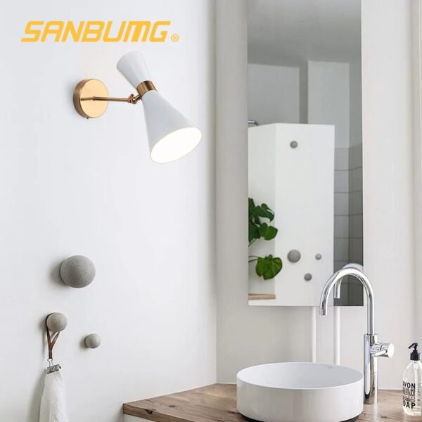 Modern Nordic Wall Light Lamp for Corridor Bedside Living Room Bedroom Iron Art Adjustable Plating E27 Base Head Sconce Fixture - Image 4