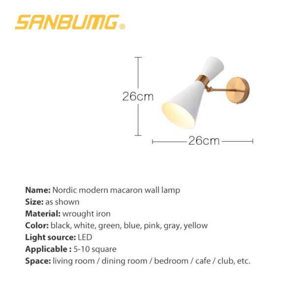 Modern Nordic Wall Light Lamp for Corridor Bedside Living Room Bedroom Iron Art Adjustable Plating E27 Base Head Sconce Fixture - Image 5