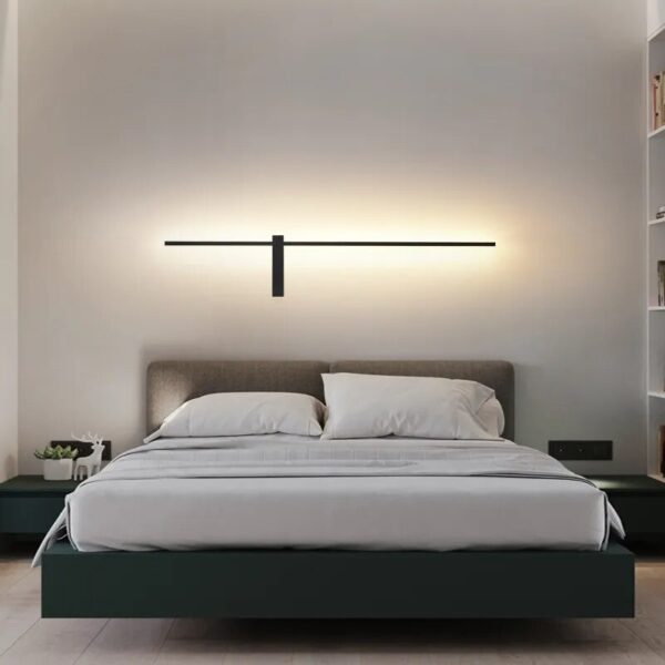 Modern Simple Led Strip Wall Lamps Living Bedroom Bedside Lights Home Indoor Lighting Decor Corridor Aisle Black Gold Wall Lamps - Image 2