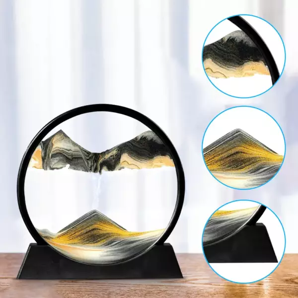 Moving Sand Art Picture Round Glass 3D Hourglass Deep Sea Sandscape In Motion Display Flowing Sand Frame 7/12inch For home Decor - Image 2