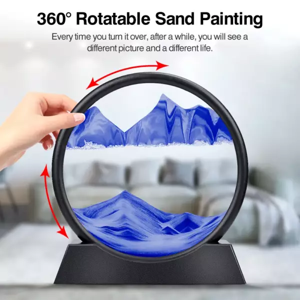 Moving Sand Art Picture Round Glass 3D Hourglass Deep Sea Sandscape In Motion Display Flowing Sand Frame 7/12inch For home Decor - Image 3