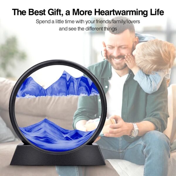 Moving Sand Art Picture Round Glass 3D Hourglass Deep Sea Sandscape In Motion Display Flowing Sand Frame 7/12inch For home Decor - Image 4