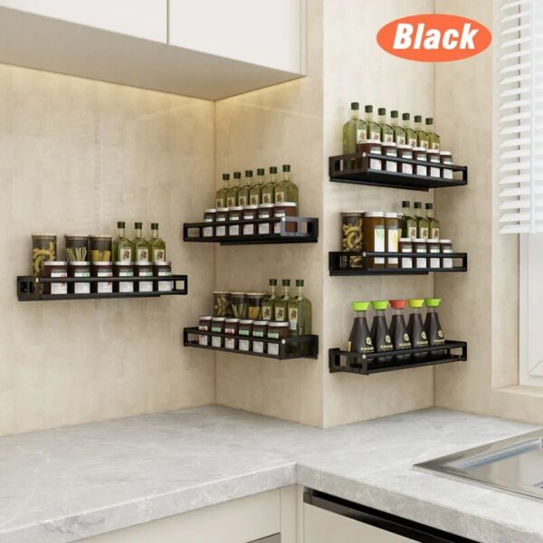 Multi-Purpose Kitchen Organizer Wall Mount Spice Rack Shelf Bracket Storage for Pantry, Bathroom,Cupboard,Over Stove,Closet Door - Image 5