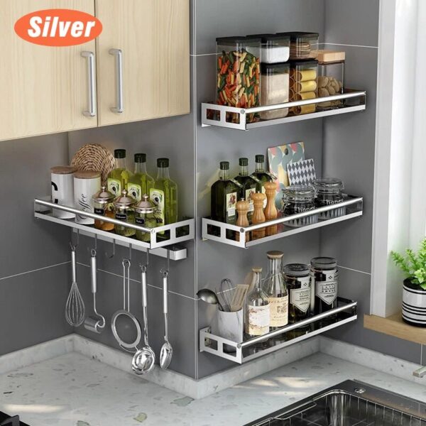 Multi-Purpose Kitchen Organizer Wall Mount Spice Rack Shelf Bracket Storage for Pantry, Bathroom,Cupboard,Over Stove,Closet Door - Image 6