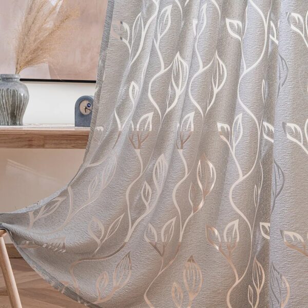 NAPEARL Home Decoration Living Room Curtains Window Treatments Jacquard Leaf Designer Gray Curtain For Kitchen Bedroom - Image 2