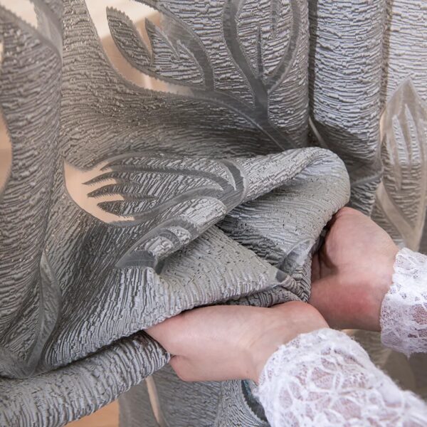 NAPEARL Home Decoration Living Room Curtains Window Treatments Jacquard Leaf Designer Gray Curtain For Kitchen Bedroom - Image 3