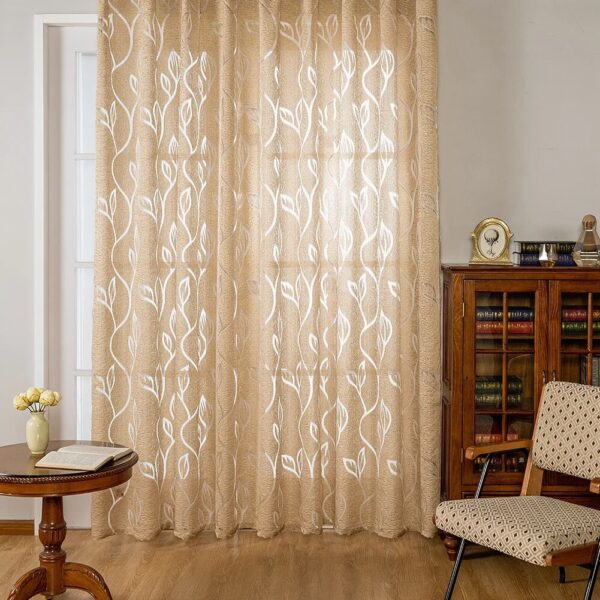NAPEARL Home Decoration Living Room Curtains Window Treatments Jacquard Leaf Designer Gray Curtain For Kitchen Bedroom - Image 4