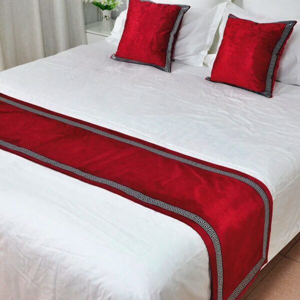 New Chinese Style High-grade Pure Color Bed Spread Simple Bed Runner European Velvet Bed Flag Decoration for Bed Room Home Hotel - Image 2