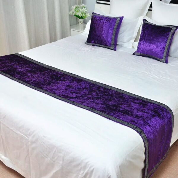 New Chinese Style High-grade Pure Color Bed Spread Simple Bed Runner European Velvet Bed Flag Decoration for Bed Room Home Hotel - Image 3