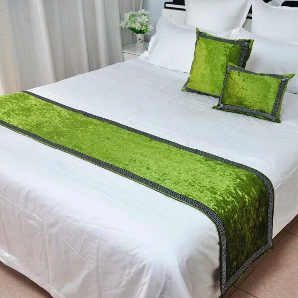 New Chinese Style High-grade Pure Color Bed Spread Simple Bed Runner European Velvet Bed Flag Decoration for Bed Room Home Hotel - Image 4