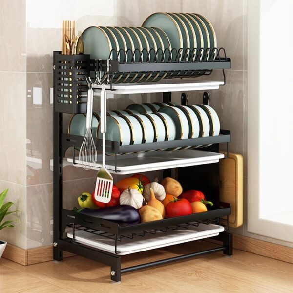 New Dish Racks Hanging Sink 2 Tier With Tray Bowl Wall Mounted Kitchen Over The Sink Dish Rack - Image 5
