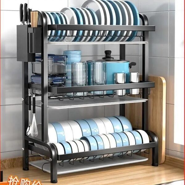 New Dish Racks Hanging Sink 2 Tier With Tray Bowl Wall Mounted Kitchen Over The Sink Dish Rack - Image 6