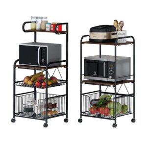 New Floor-to-ceiling Multi-layer Kitchen Racks Microwave Oven Solid Wood Storage Racks Multifunctional Household Cart Racks