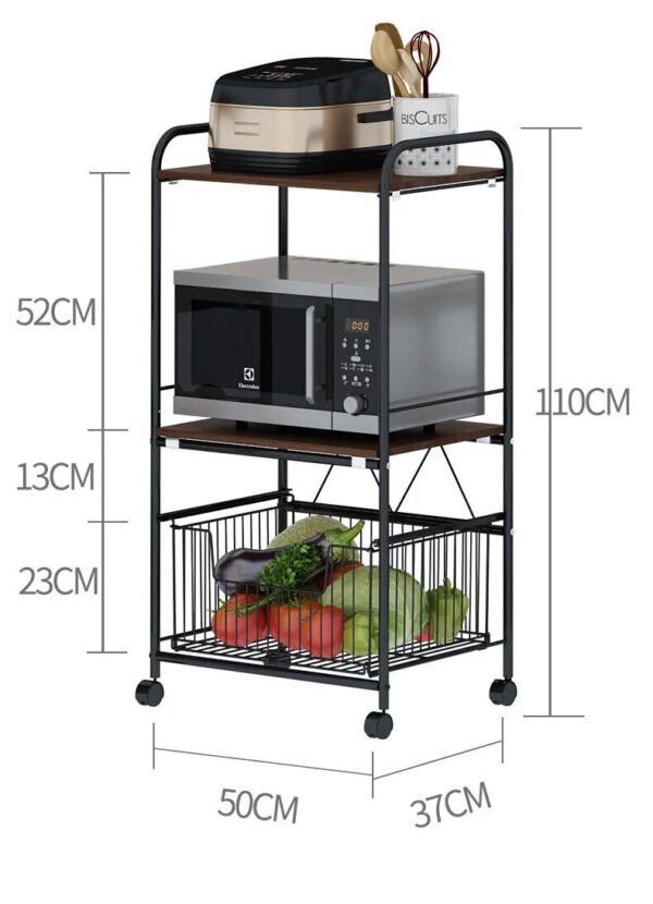 New Floor-to-ceiling Multi-layer Kitchen Racks Microwave Oven Solid Wood Storage Racks Multifunctional Household Cart Racks - Image 6