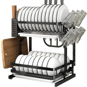 New Kitchen Multilevel Counter Top Sink Folding Dish Rack No Drilling No Mounting Wall Mount Dish Rack