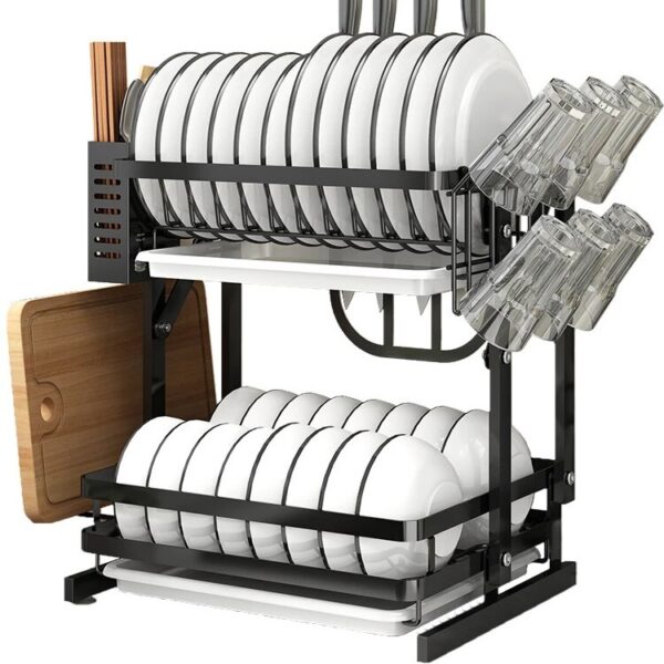 New Kitchen Multilevel Counter Top Sink Folding Dish Rack No Drilling No Mounting Wall Mount Dish Rack