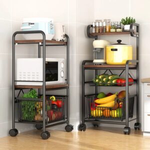 New Kitchen Vegetable Fruit And Vegetable Rack Floor-to-ceiling Multi-layered Basket Microwave Oven Storage Rack Pull-out Locker