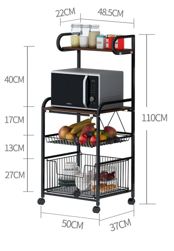 New Kitchen Vegetable Fruit And Vegetable Rack Floor-to-ceiling Multi-layered Basket Microwave Oven Storage Rack Pull-out Locker - Image 6