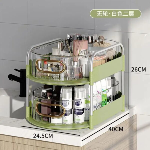New Luxury Gold Bathroom Shelf Countertop Organizer Cosmetic Storage Box With Lipstick Holder Makeup Brush Rack - Image 2