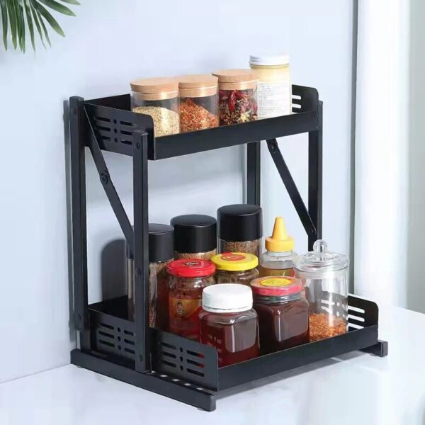 New Multifunctional Folding Shelf Kitchen And Bathroom Countertop Shelf Spice Rack Shower Storage Rack - Image 3