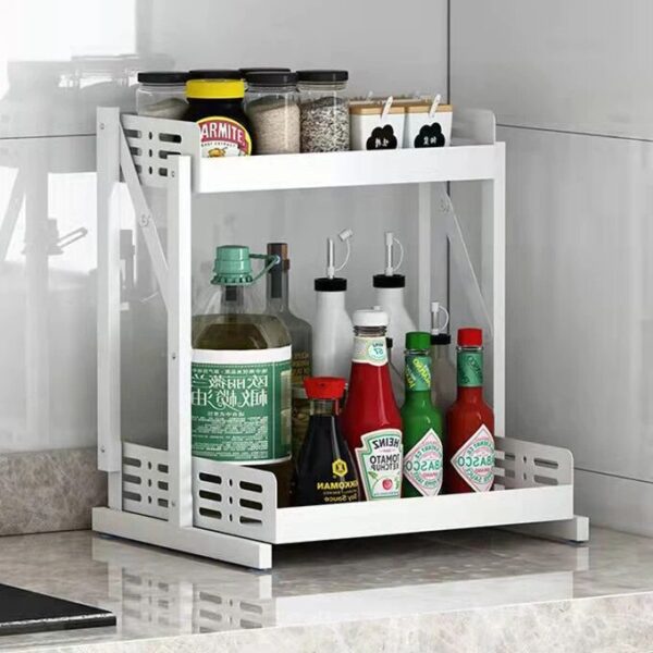 New Multifunctional Folding Shelf Kitchen And Bathroom Countertop Shelf Spice Rack Shower Storage Rack - Image 4