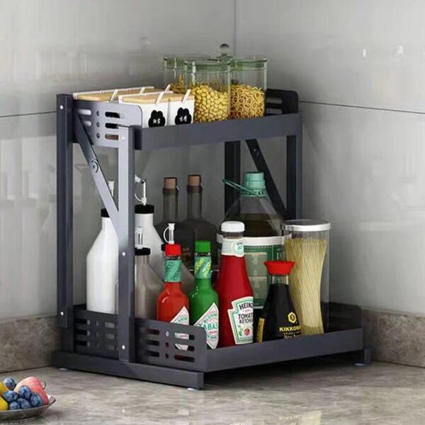 New Multifunctional Folding Shelf Kitchen And Bathroom Countertop Shelf Spice Rack Shower Storage Rack - Image 5