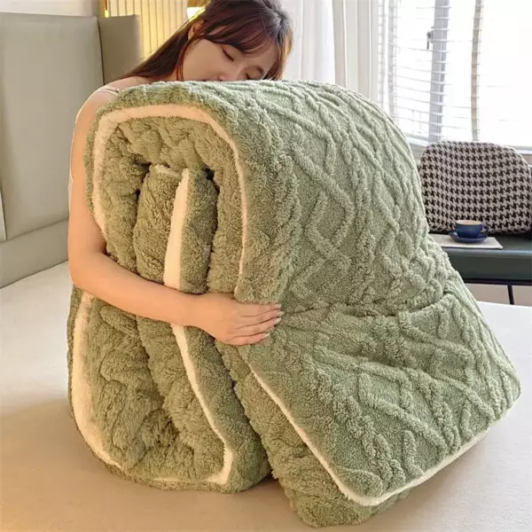 New Super Thick Winter Warm Blanket for Bed Artificial Lamb Cashmere Weighted Blankets Soft Comfortable Warmth Quilt Comforter - Image 4